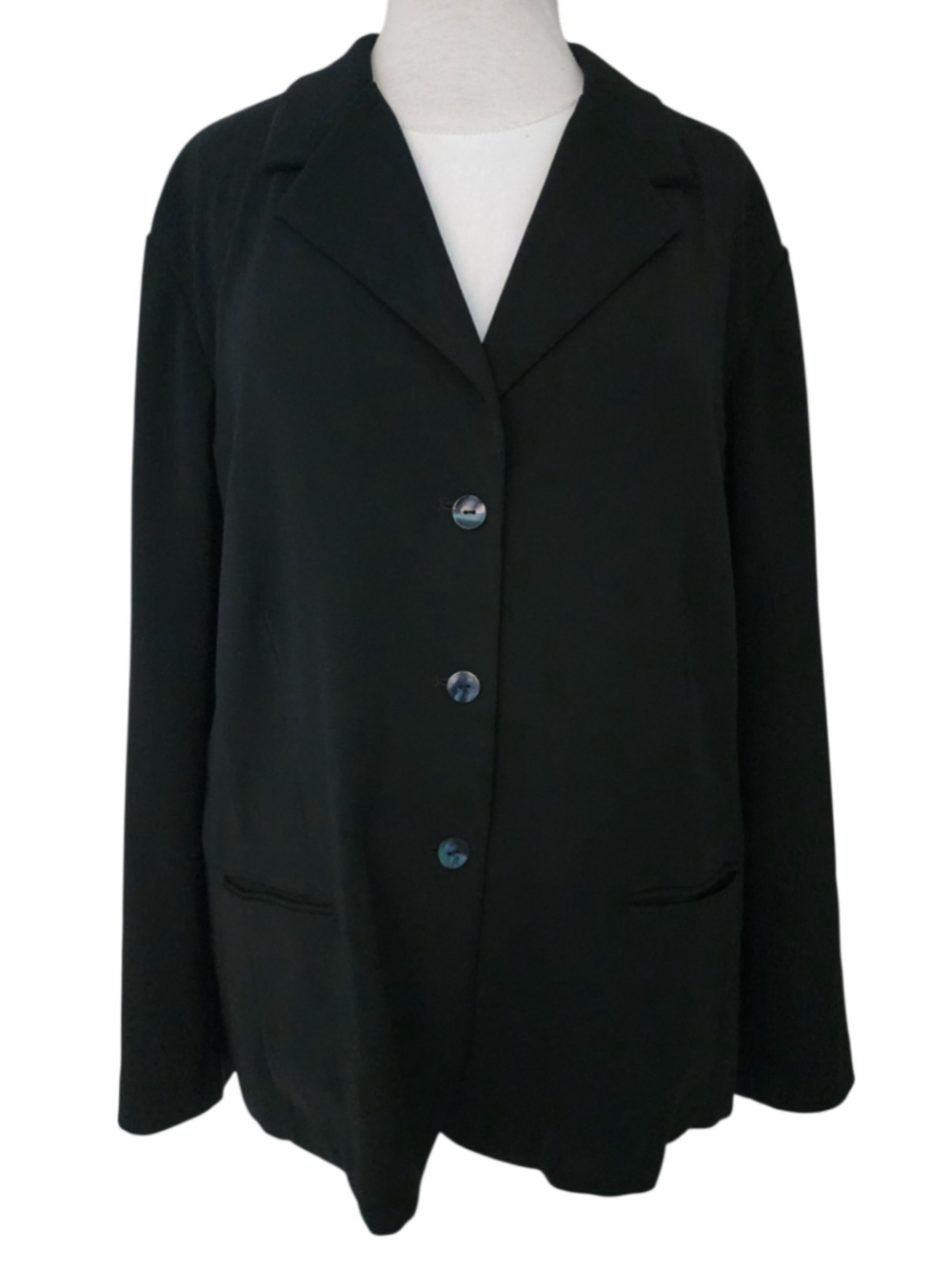 Chico's Design Vintage Black Blazer Jacket Womens Size 3 XL 3-Button Suit Coat